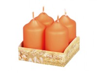 NOHEL GARDEN Adventní svíčky matné metalické, oranžové, 4 ks, pr. 4 x 7 cm