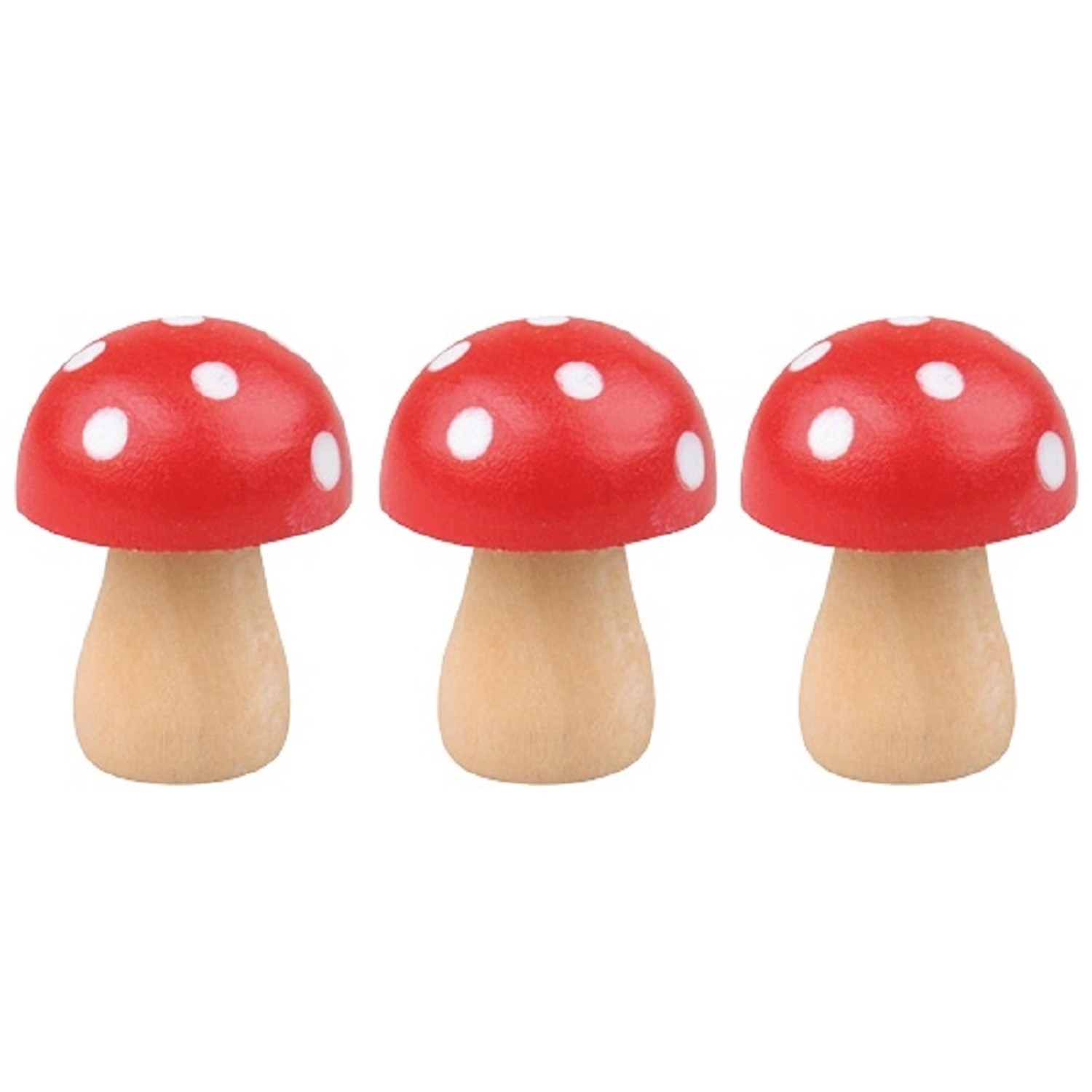 Muchomůrka drevená 3 cm, 3 ks Anděl Přerov s.r.o.