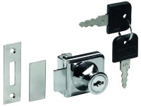 Hettich Nábytkový zámek na sklo s cylindrickou vložkou, poniklovaný, 18 mm
