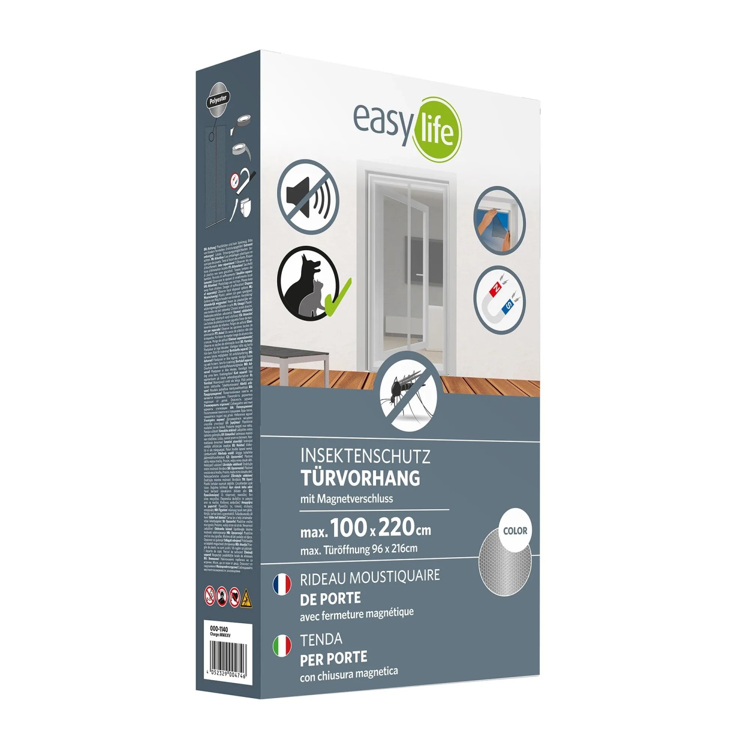 Easy Life Síť proti hmyzu do dveří s magnet. zavíráním, bílá, 100 x 220 cm