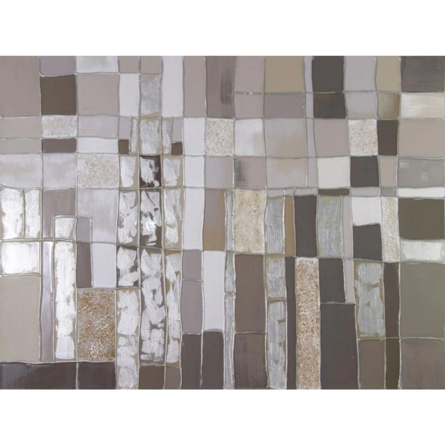 FALC Malovaný obraz mozaika béžová, 90 x 120 cm