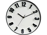 Koopman Nástěnné hodiny, bílý ciferník, černý rám, pr. 28 x 4,5 cm