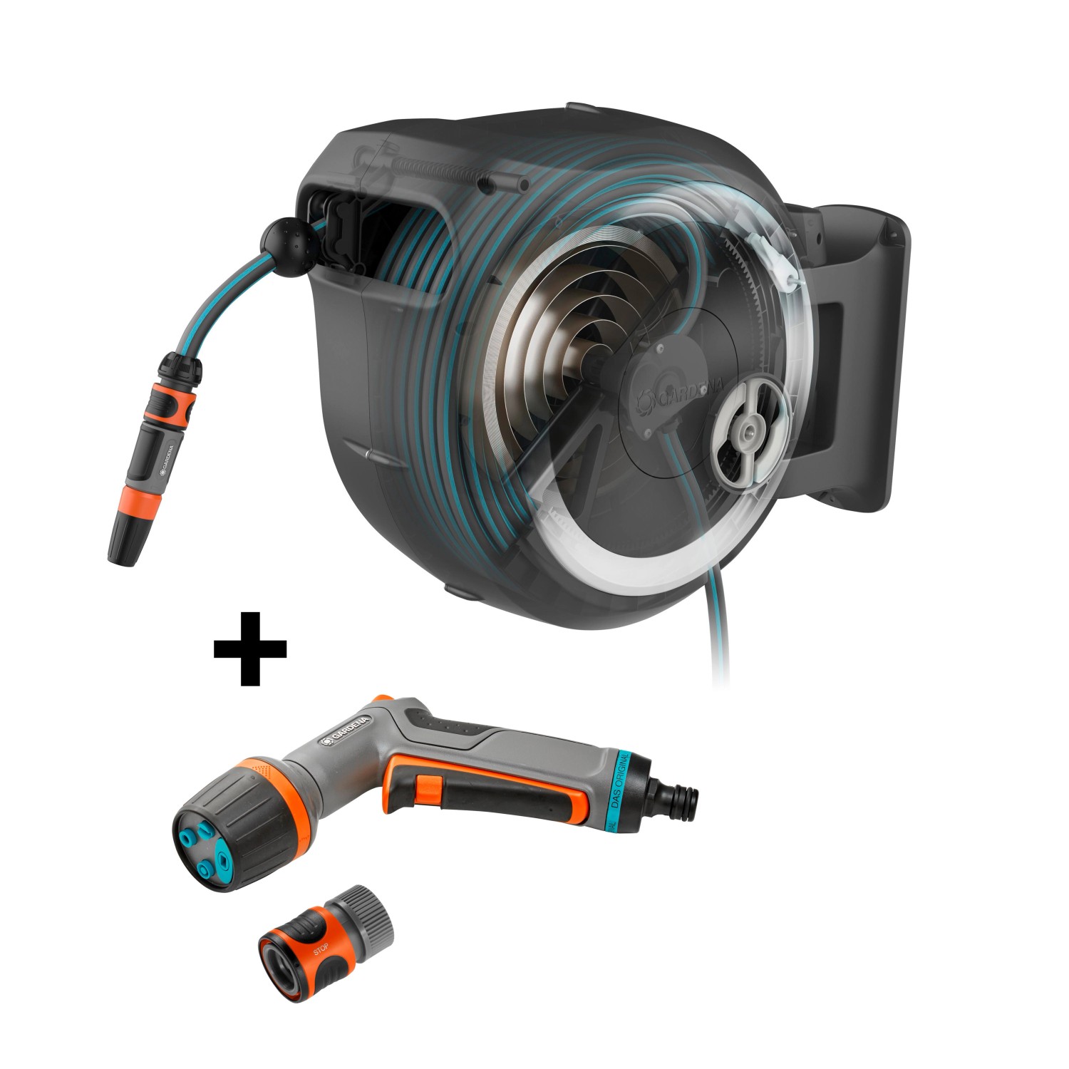 GARDENA Nástěnný box RollUp XL bílý se samonavíjecí hadicí a koncovkou EcoPulse