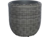 Květináč polyratan, šedý, pr. 44 x 44 cm