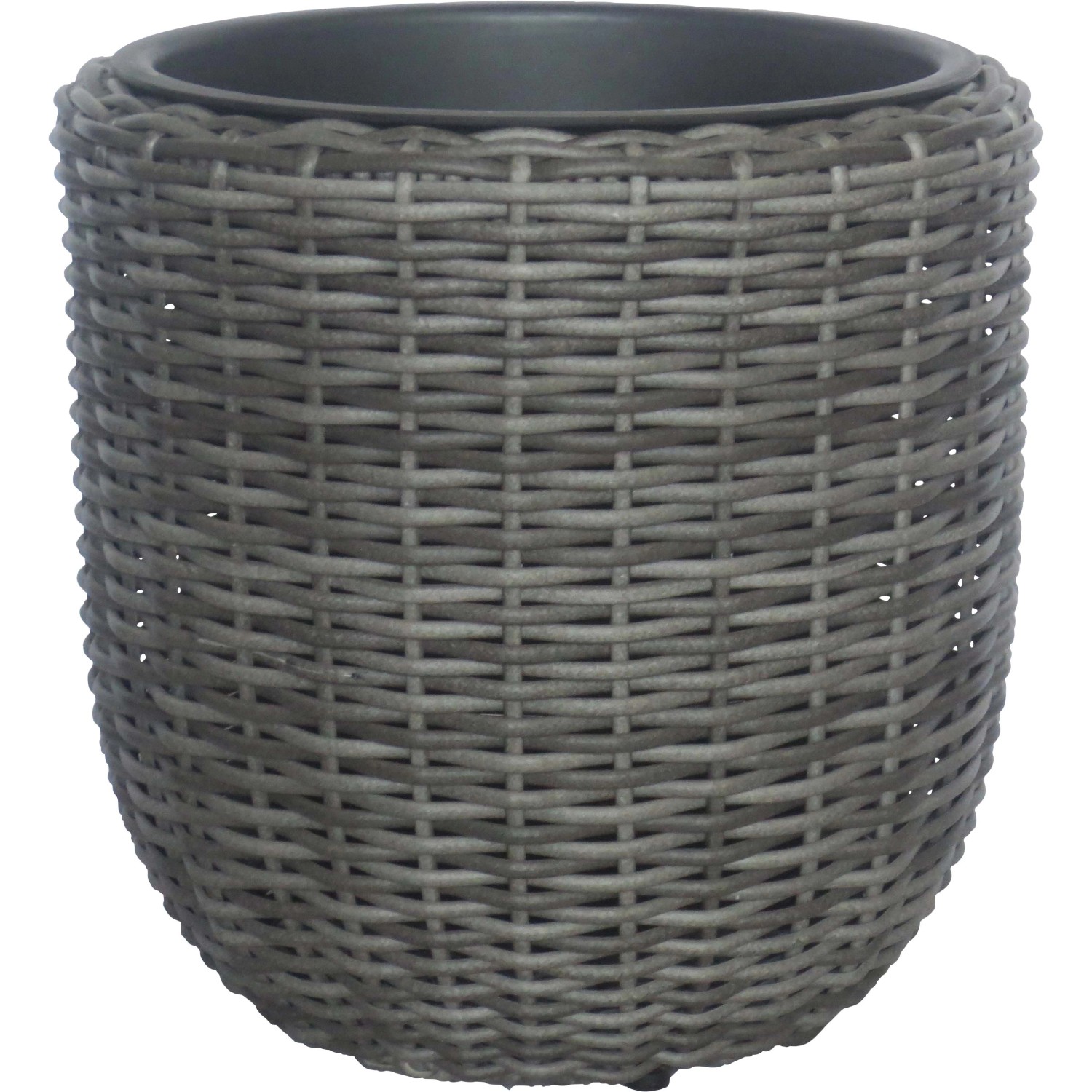 Květináč polyratan, šedý, pr. 44 x 44 cm