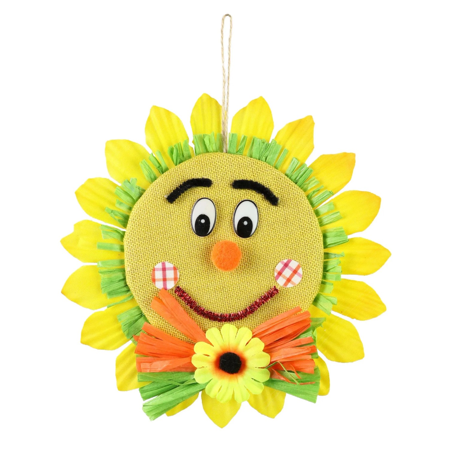 Závěsná plastová slunečnice, zeleno-žlutá, 25 cm