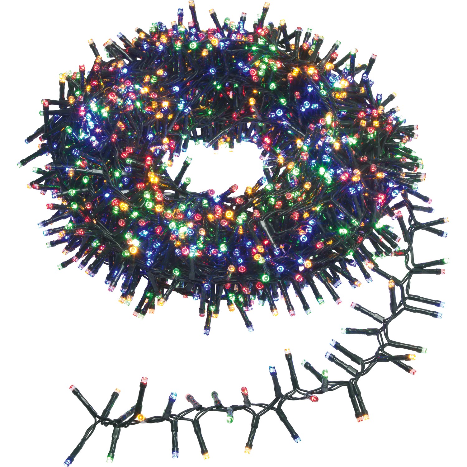 Vánoční LED světelný řetěz, 1800 vícebarevných diod, 22 m