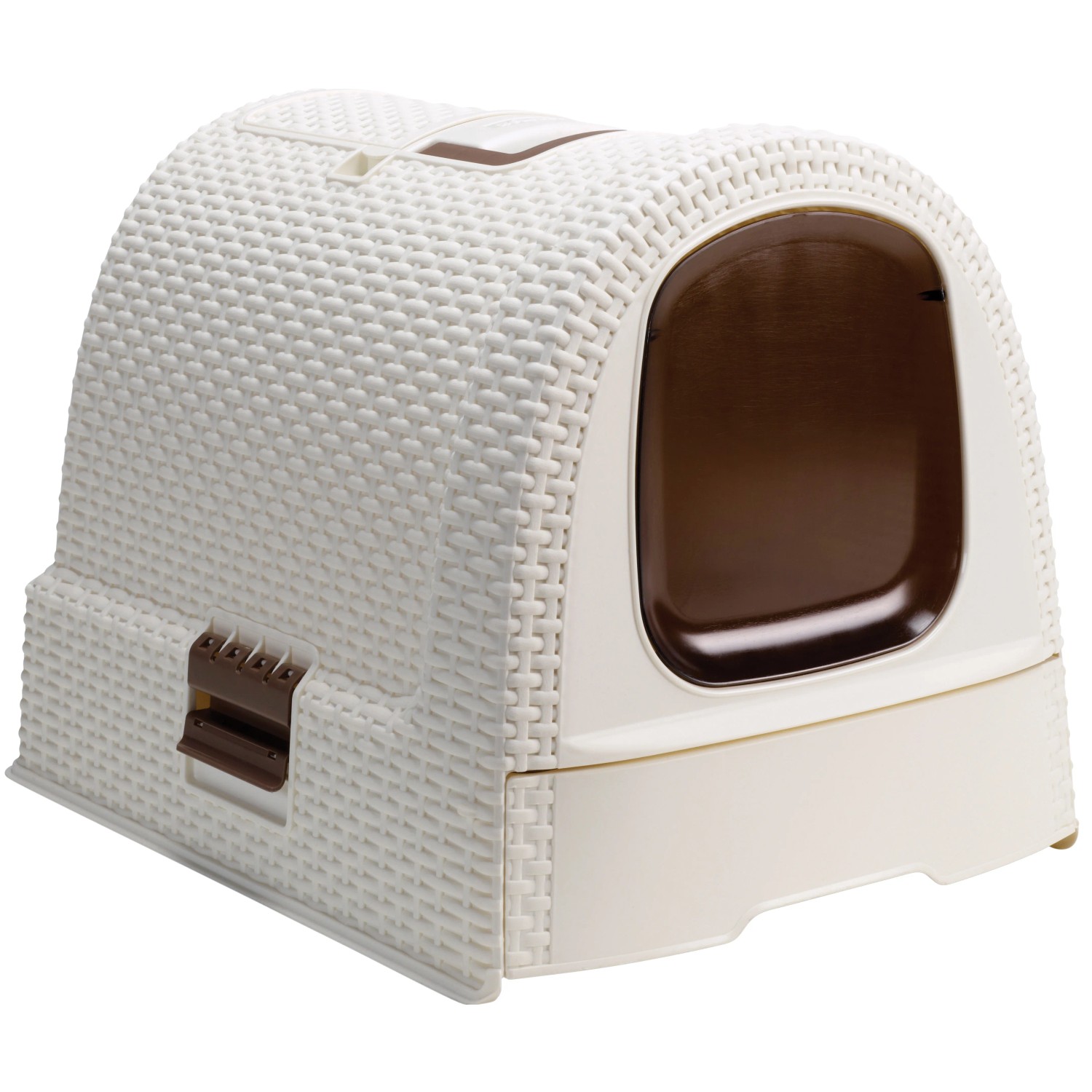 Levně Curver Toaleta pro kočky Rattan 39 x 39 x 51 cm, vintage mocca