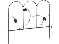 Kovový dekorativní zahradní obrubník, lístky, černá, 56,5 x 48 cm