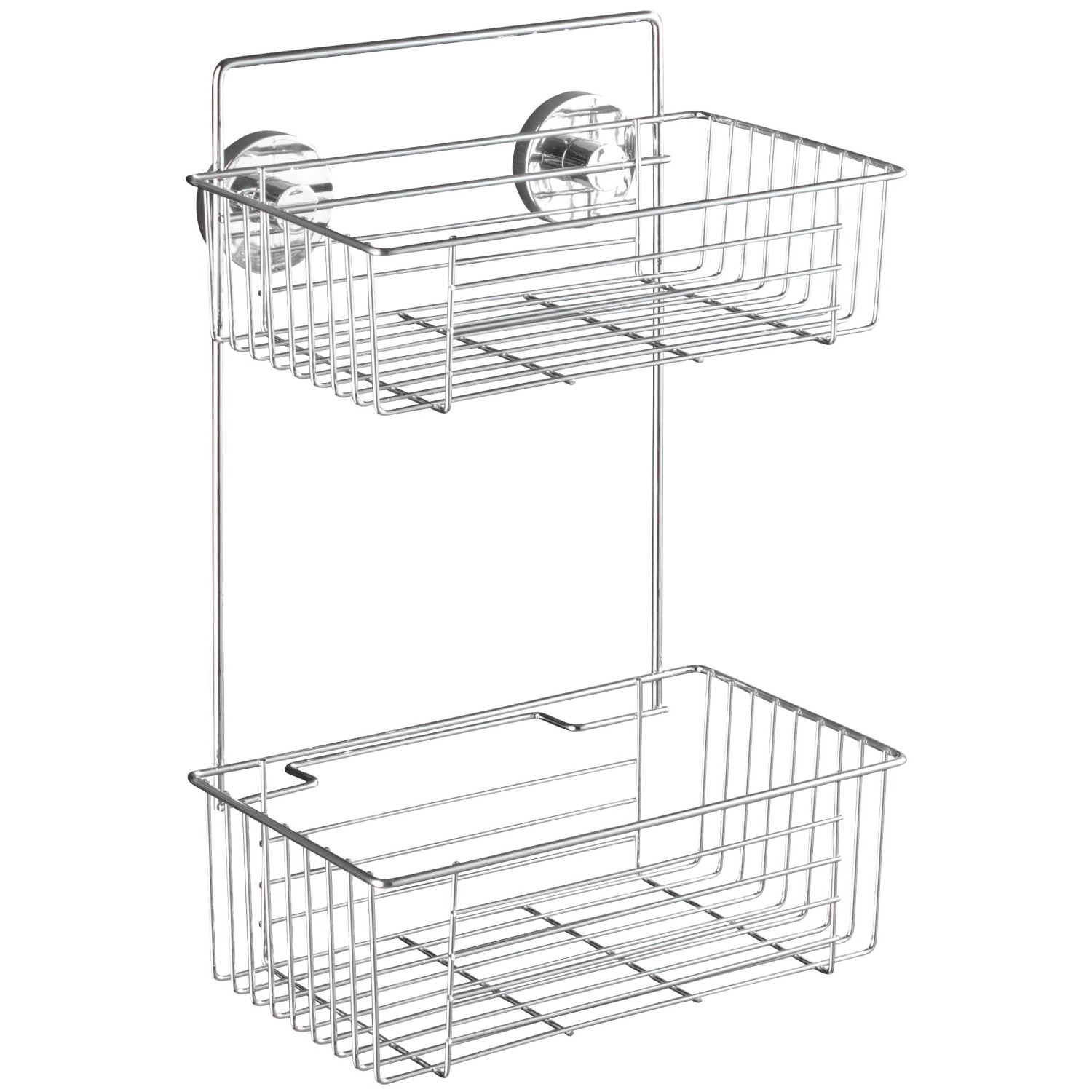 Koupelnová polička BARI do sprchy, Vacuum-Loc - 2 úrovně, WENKO 20889100 stříbrná