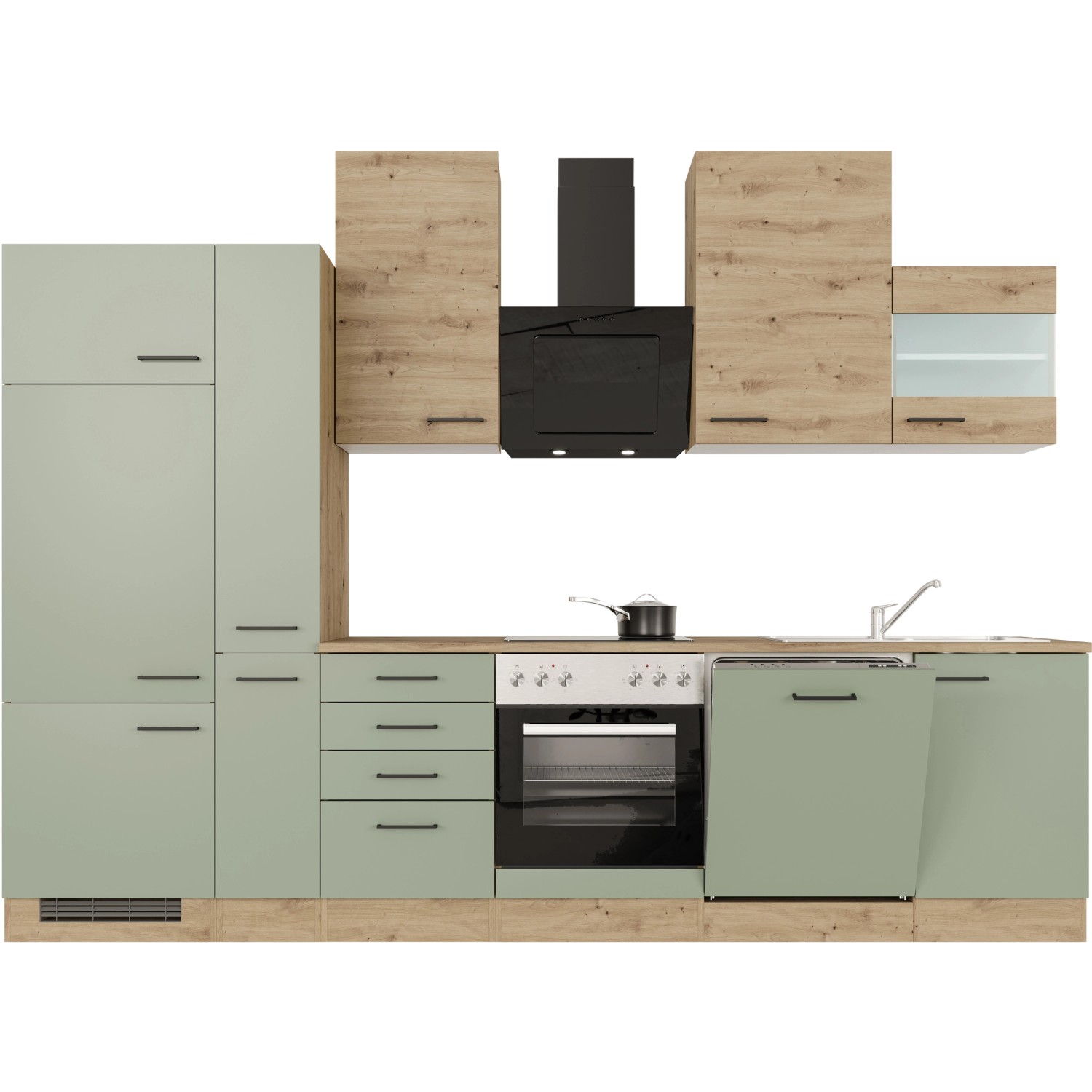 Flex-Well Kuchyně Cara 310 cm/typ 1 - lednice/trouba/var.deska/digst/myčka/dřez