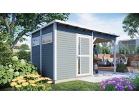 Bertilo Dřevěný domek na nářadí Pentus 2 Lounge, šedá, 449 x 234 cm