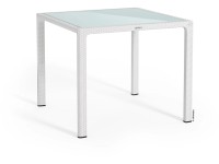 Lechuza Zahradní jídelní stůl se skleněnou deskou, bílá, 90 x 90 cm