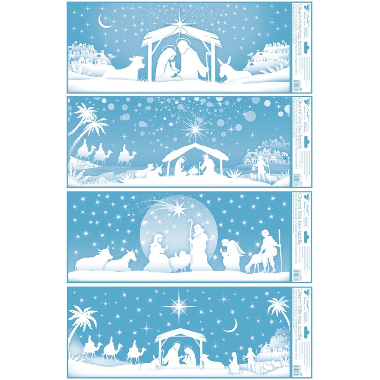 Okenní fólie pruh 60 x 22,5 cm, Betlém s glitry č.3