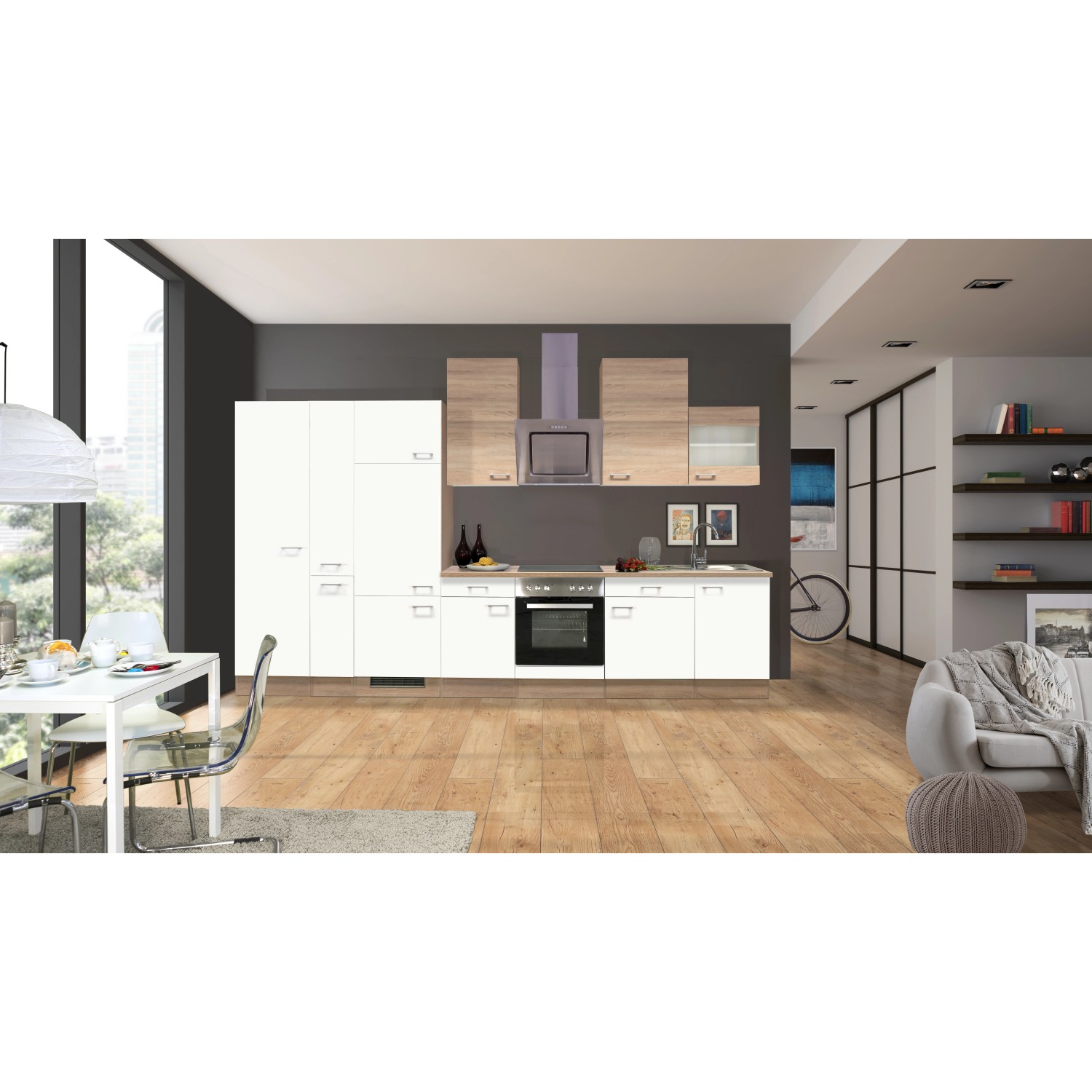 Flex-Well Kuchyně Florida 360 cm/typ 1 - lednice/trouba/varná deska/digestoř