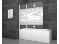 Aurlane Skládací zástěna na vanu White Stripes 3 bílá 140 cm x 140 cm 3křídlá