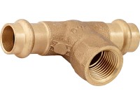 Lisovací T-kus červený bronz, pr. 15 mm x 18,6 mm (Rp 1/2) x 15 mm, 1 ks Lisovací T-kus červený bronz, pr. 15 mm x 18,6 mm (Rp 1/2) x 15 mm, 1 ks