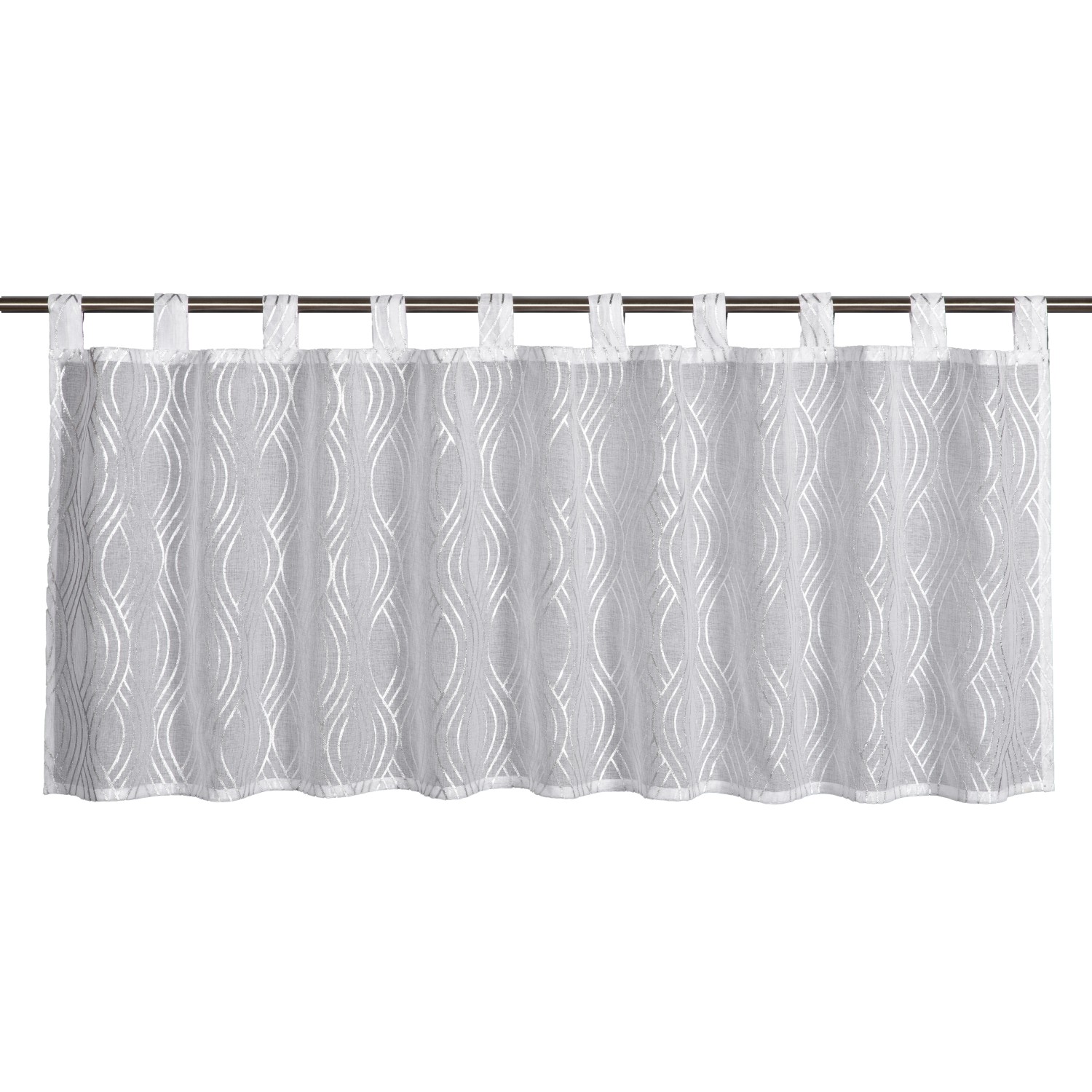 Sehlbach Vitrážová záclona s poutky, Silver Waves, bílá, 135 x 45 cm