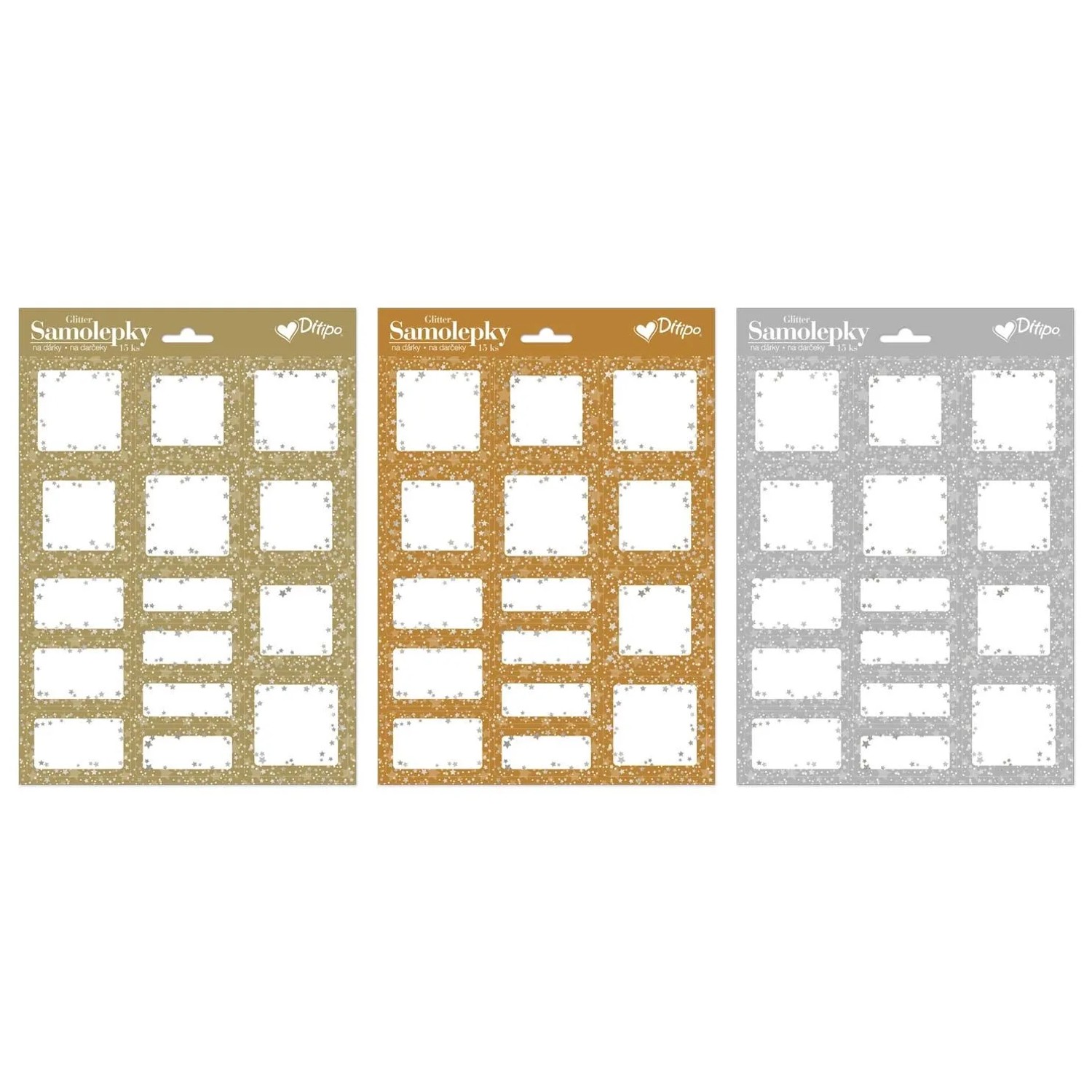 DITIPO Samolepky na dárky různé barvy 1 arch/15 ks samolepek