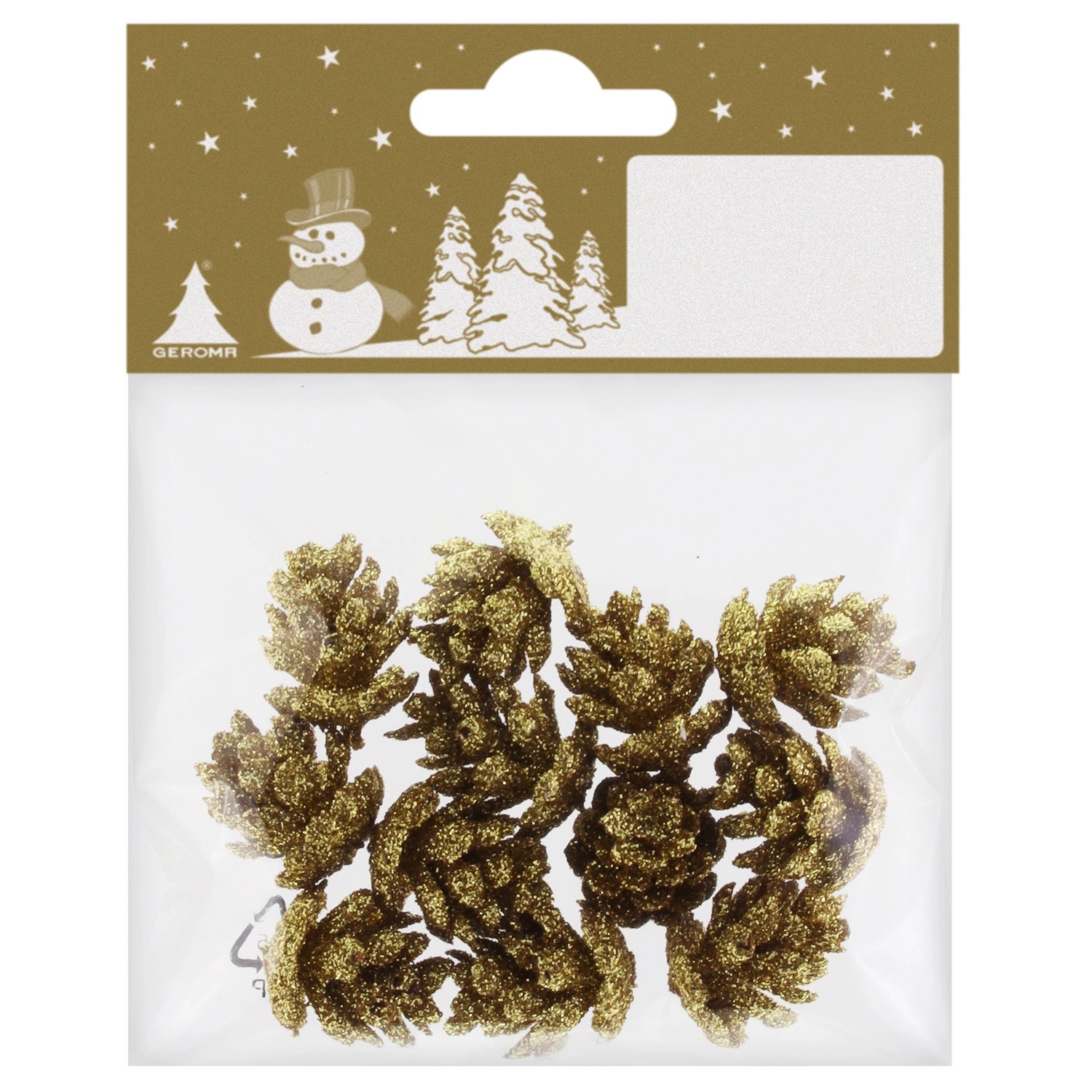 Mini šišky plastové, zlaté, 12 ks