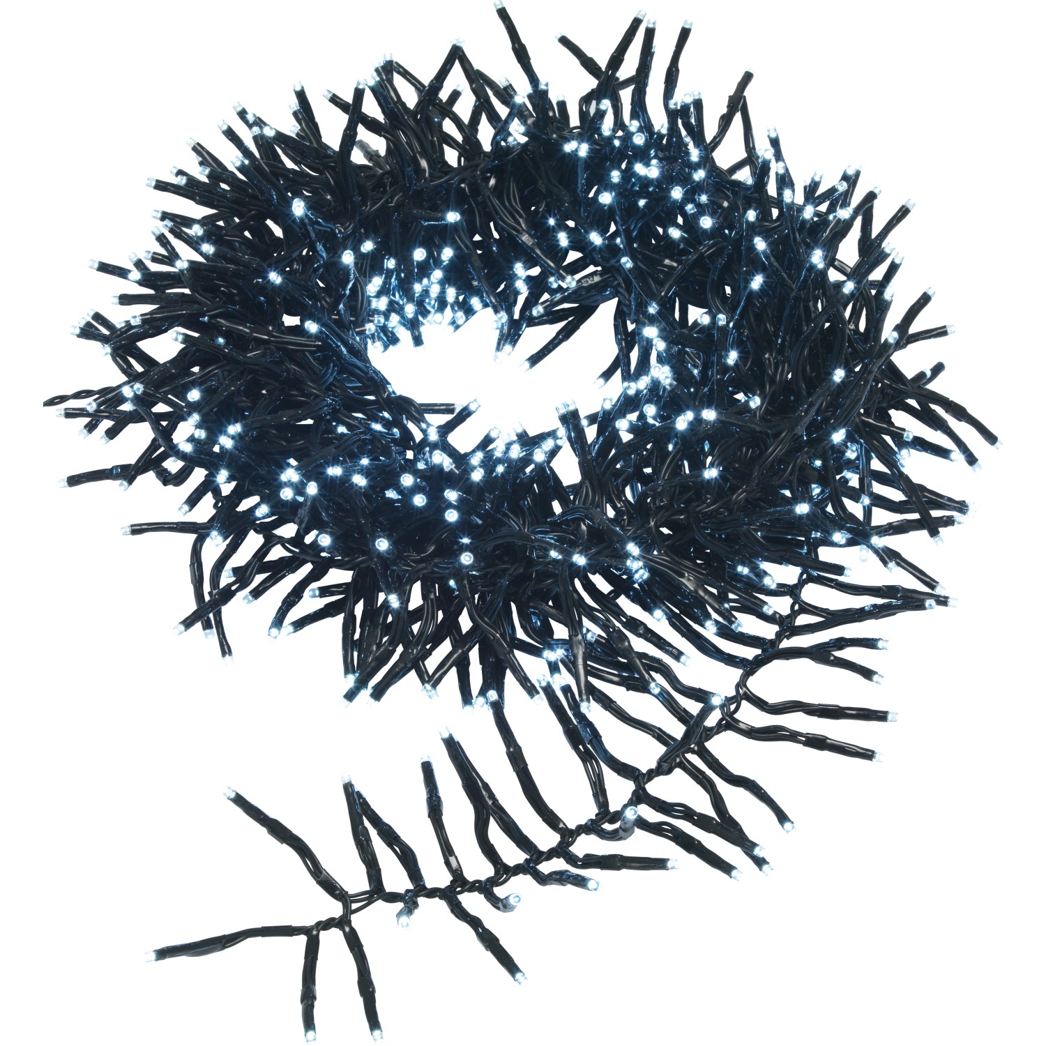 LED světelný řetěz se světly v trsu, 250 diod teplá bílá, černý kabel, 6 m