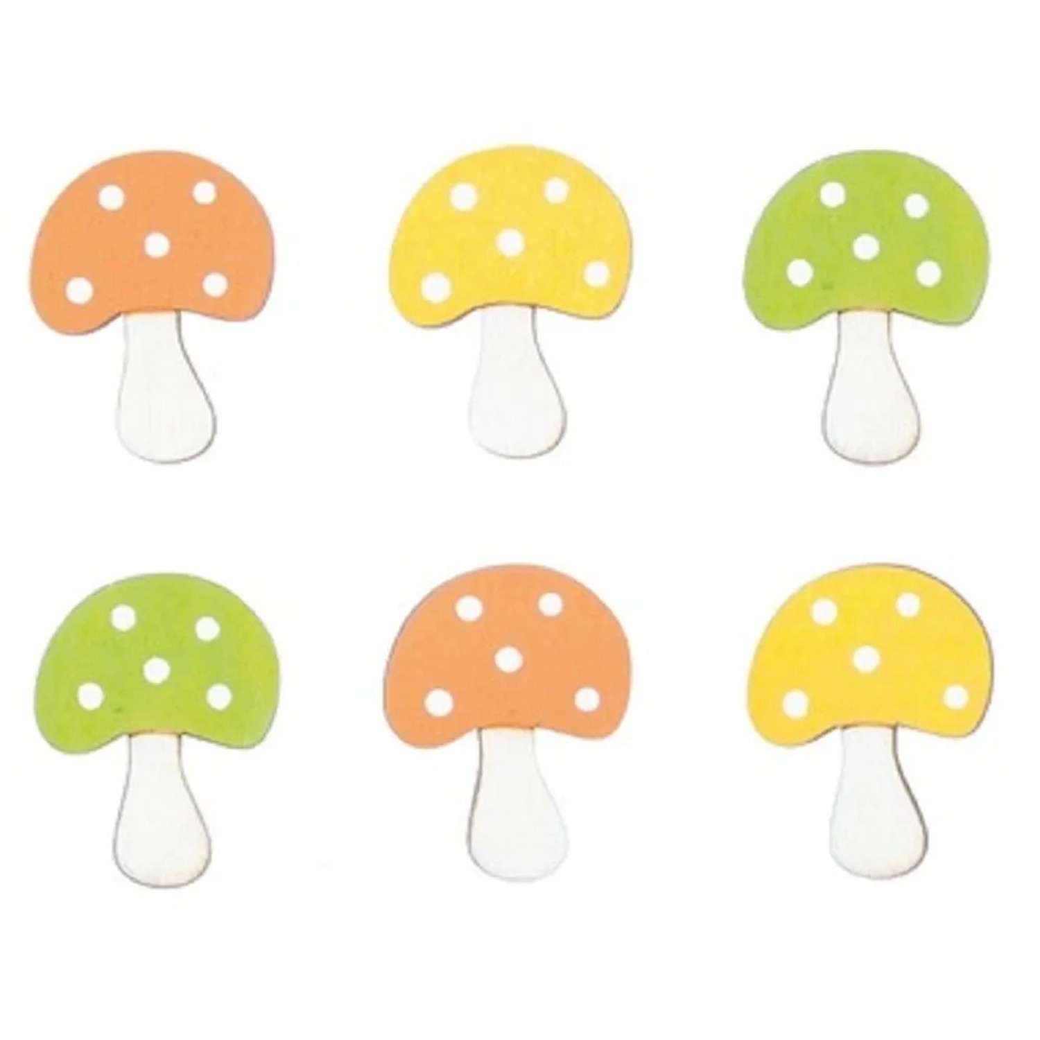 Anděl Přerov Muchomůrky dřevěné s lepíkem, 6 ks, 4 cm