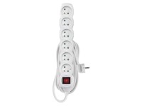 EMOS Prodlužovací kabel s vypínačem bílý, 6 zásuvek, max. 10 A/2300 W, 5 m