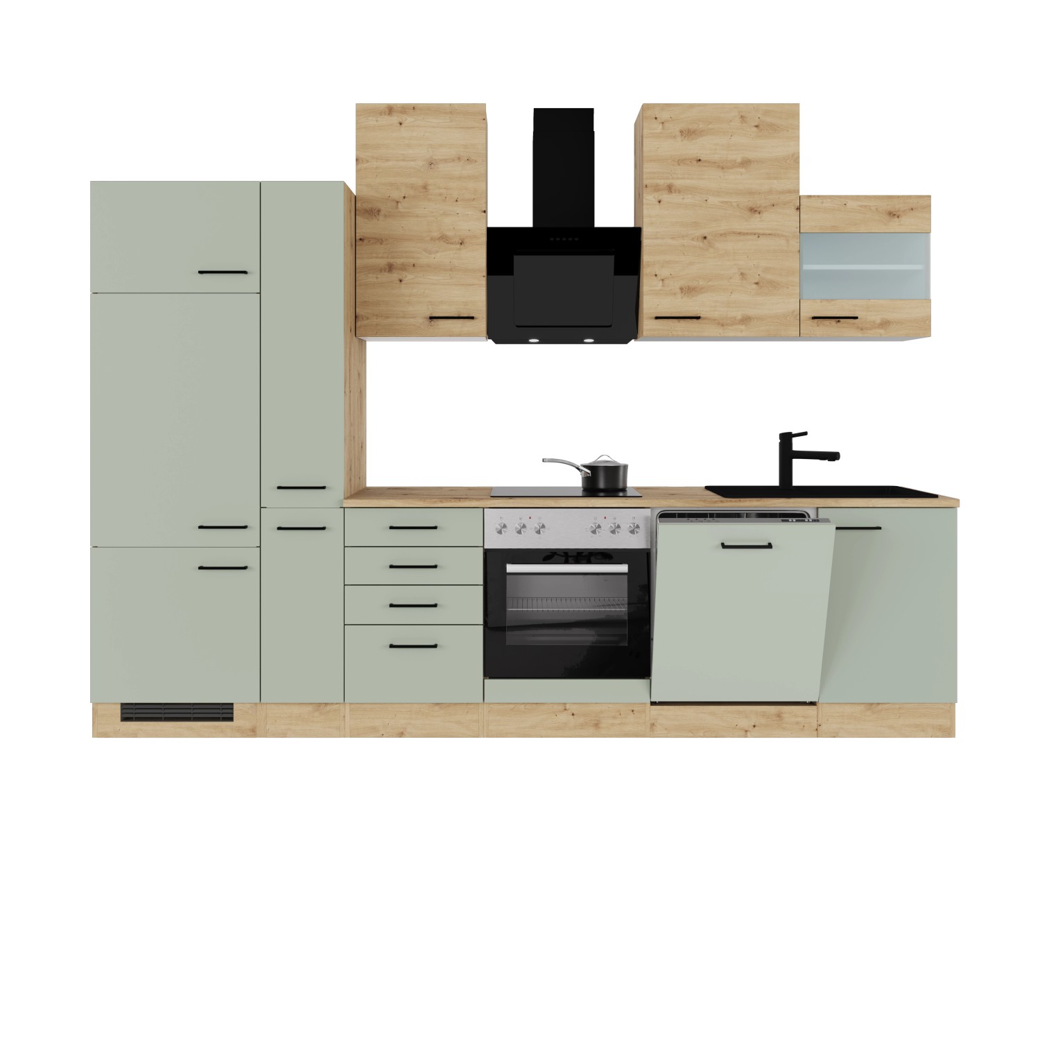 Flex-Well Kuchyně CARA 310 cm/typ 2-lednice/trouba/var.deska/digestoř/myčka