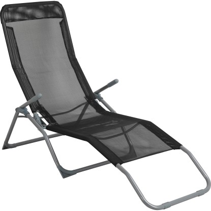 BWO Skládací zahradní lehátko Tanguro černé 57-96,5 x 61 x 140 cm
