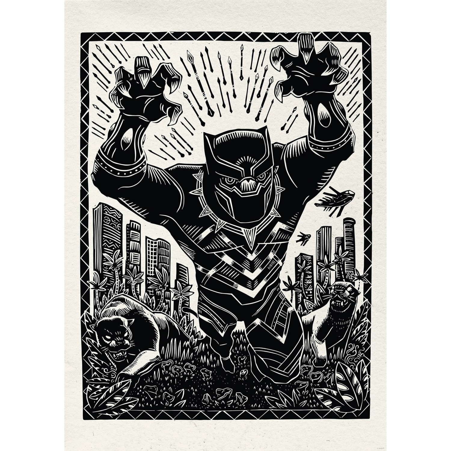 Komar Plakát Marvel Black Panther Lino-Cut Charge 50 x 70 cm