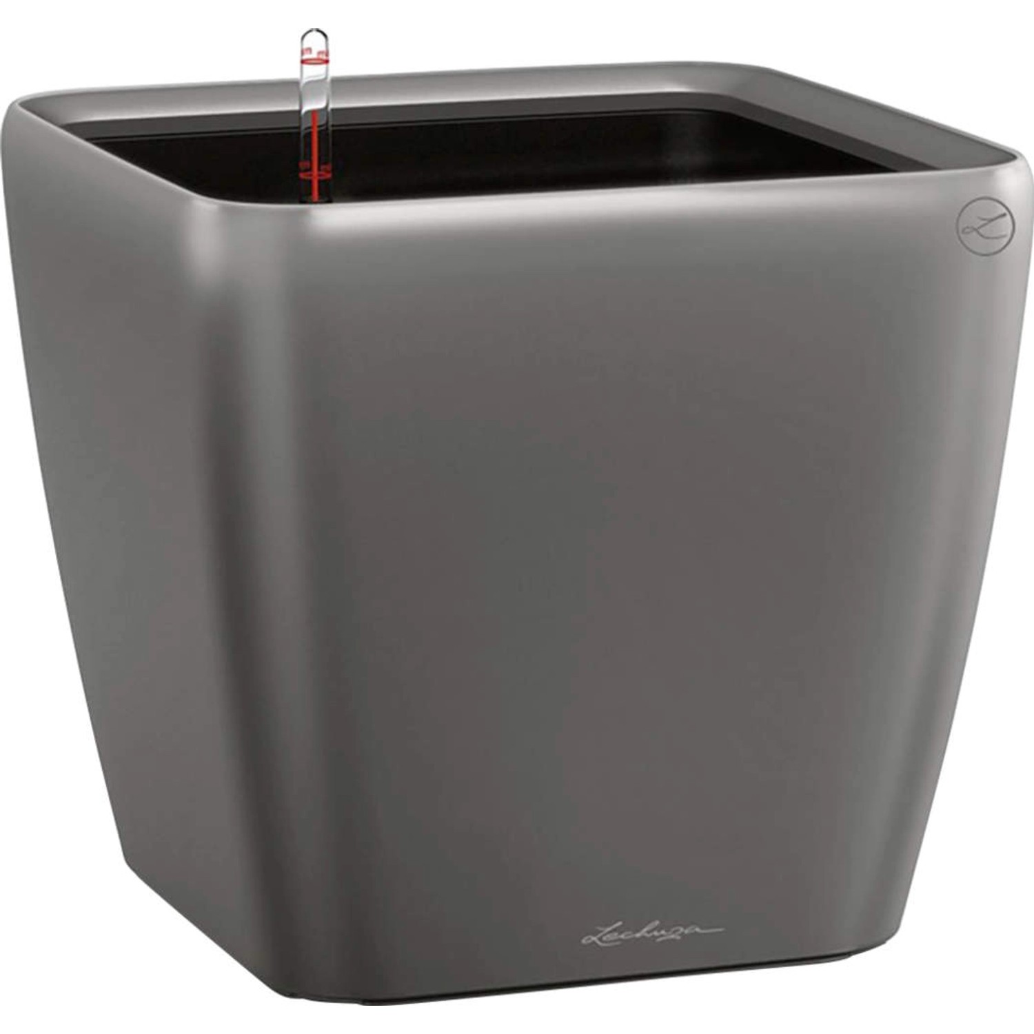 Lechuza Květináč Quadro Premium LS 28, antracitová metalická, 28 x 28 x 26 cm