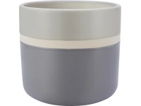 Glazovaný keramický květináč pruhovaný, šedá/bílá, pr. 10,5 x 9,5 cm