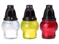 Hřbitovní lampa různé barvy pr. 8,5 x 13,5 cm s vkladem 60 g