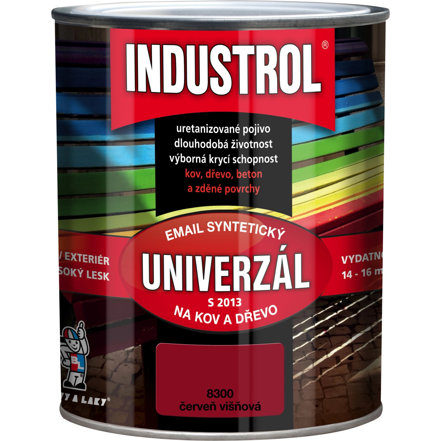 INDUSTROL Email na kov a dřevo S2013 UNIVERZÁL 8300 červeň višňová 750 ml