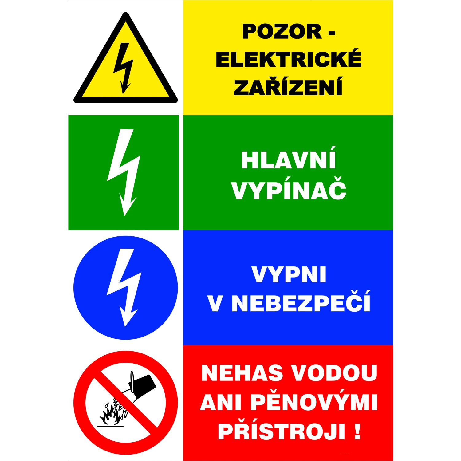 Tabulka Pozor elektrické zařízení 150 mm x 105 mm