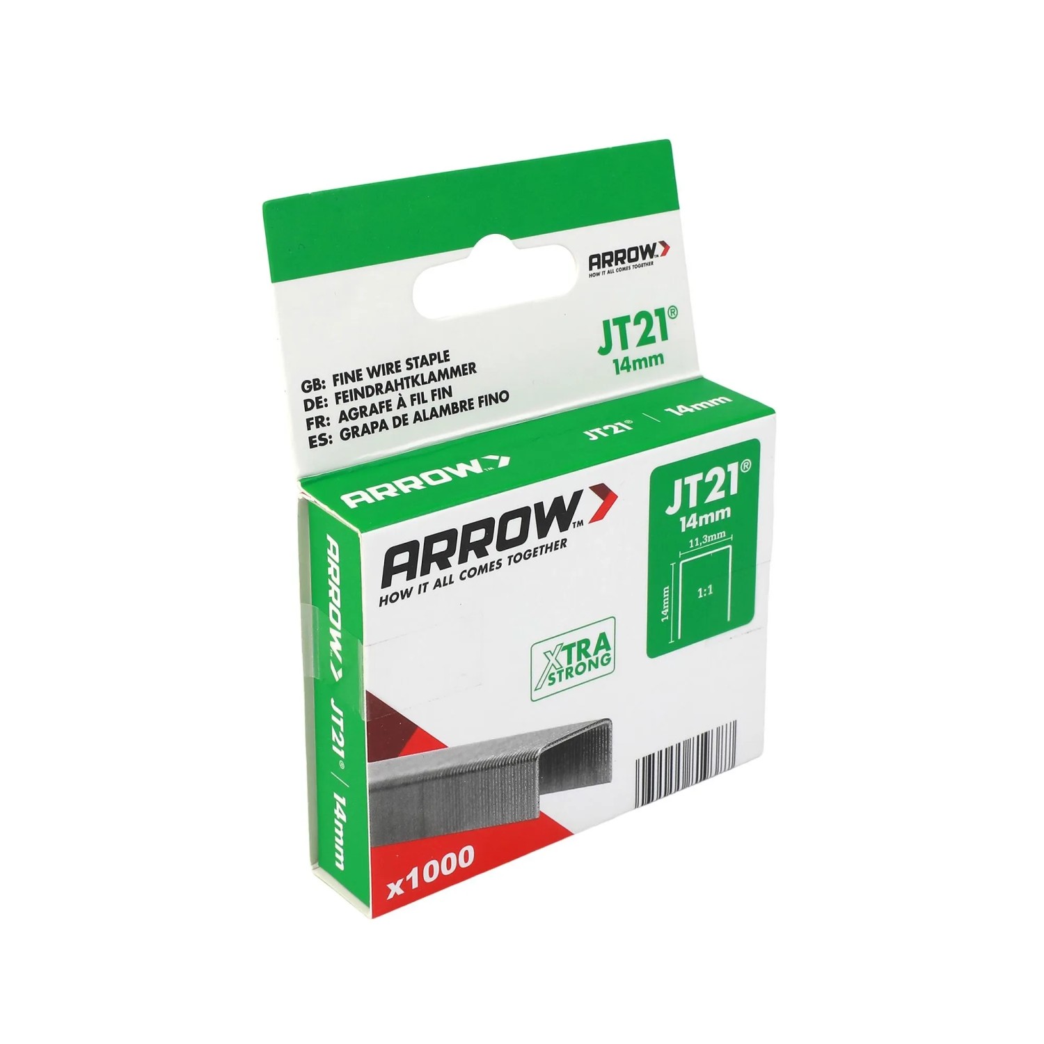 Arrow Drátěné sponky do sponkovačky JT21, délka 14 mm, 1000 ks