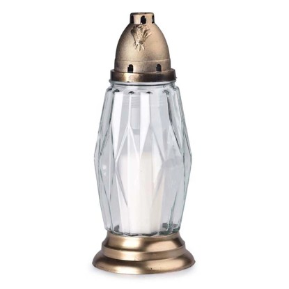 Hřbitovní lampa vč. náplně zlatá 28 cm