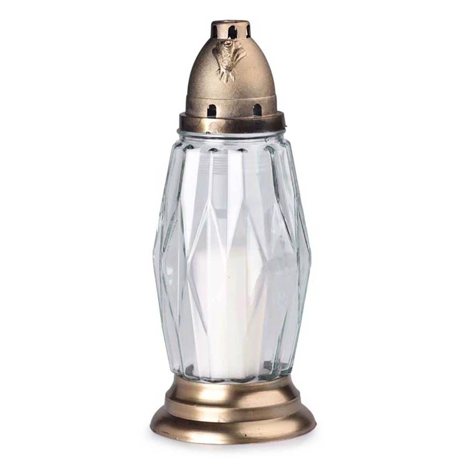 Hřbitovní lampa vč. náplně zlatá 28 cm