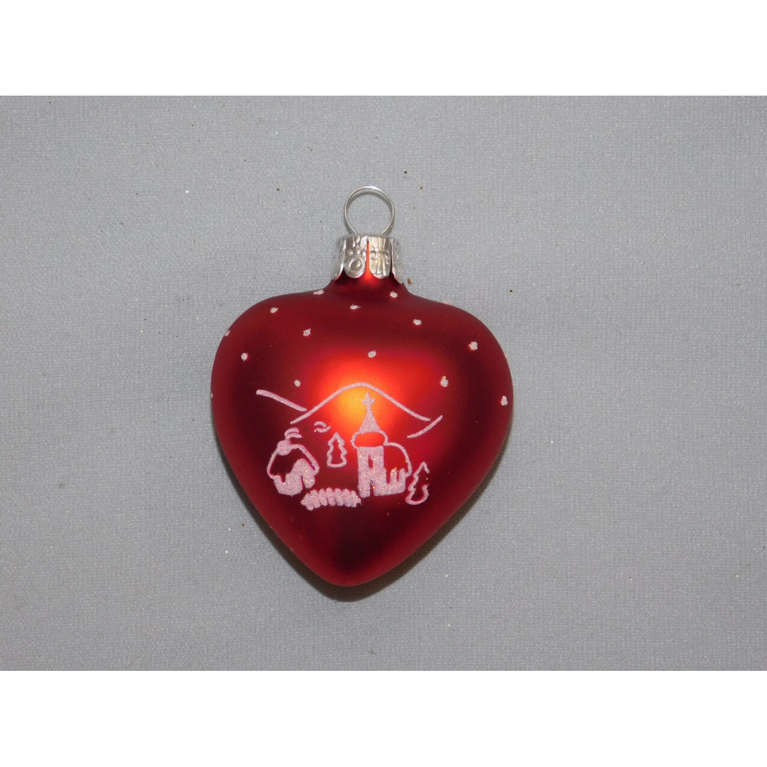 Ornex Vánoční ozdoba srdce skleněné červené 55 mm