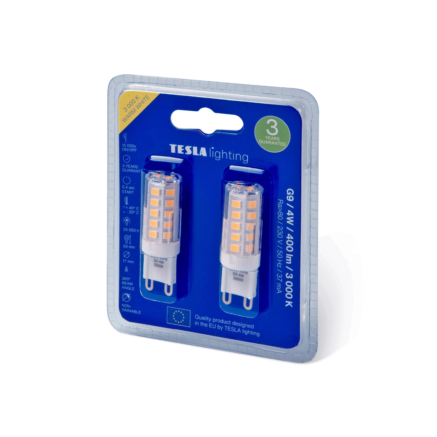 Tesla LED žárovka 4 W 400 lm G9 teplá bílá