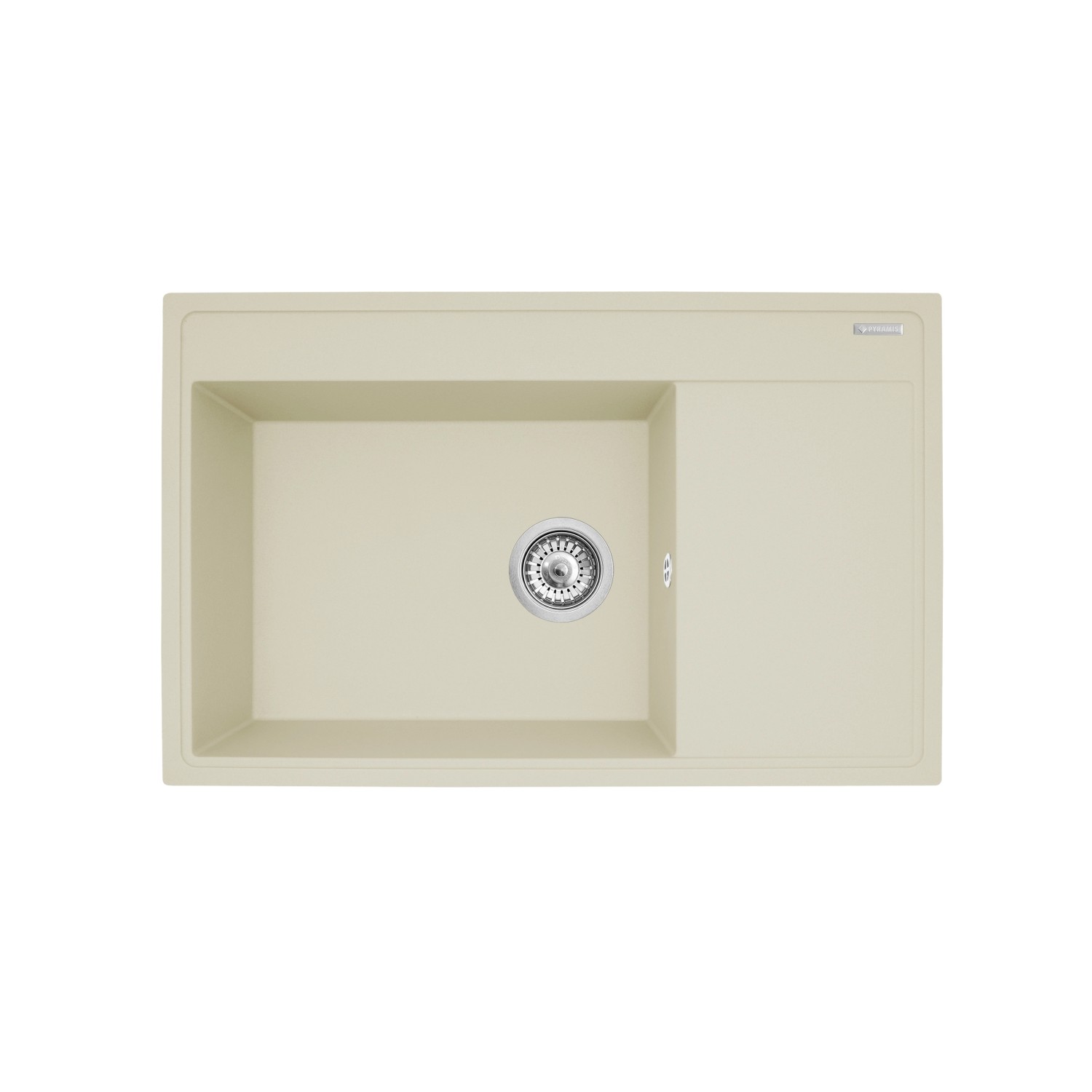 Pyramis Granitový dřez s odkapávačem Camea 1B 1D, vanilla LH, 79 x 50 cm
