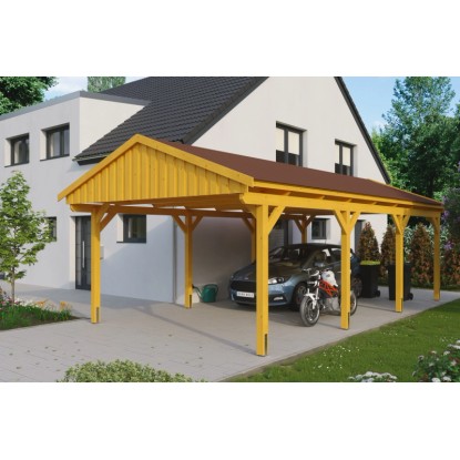 Skan Holz Přístřešek na auto Fichtelberg dub světlý červené šindele 423 x 808 cm