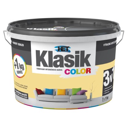 HET Klasik COLOR Tónovaná interiérová barva KC 0637 žlutá banánová, 7 + 1 kg