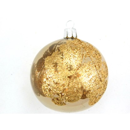 Ornex Vánoční ozdoba skleněná koule se zlatým posypem zlatá, 8 cm