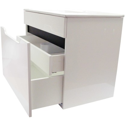 A-Interiéry Koupelnová skříňka s keramickým umyvadlem Lucas 80, lesklá bílá