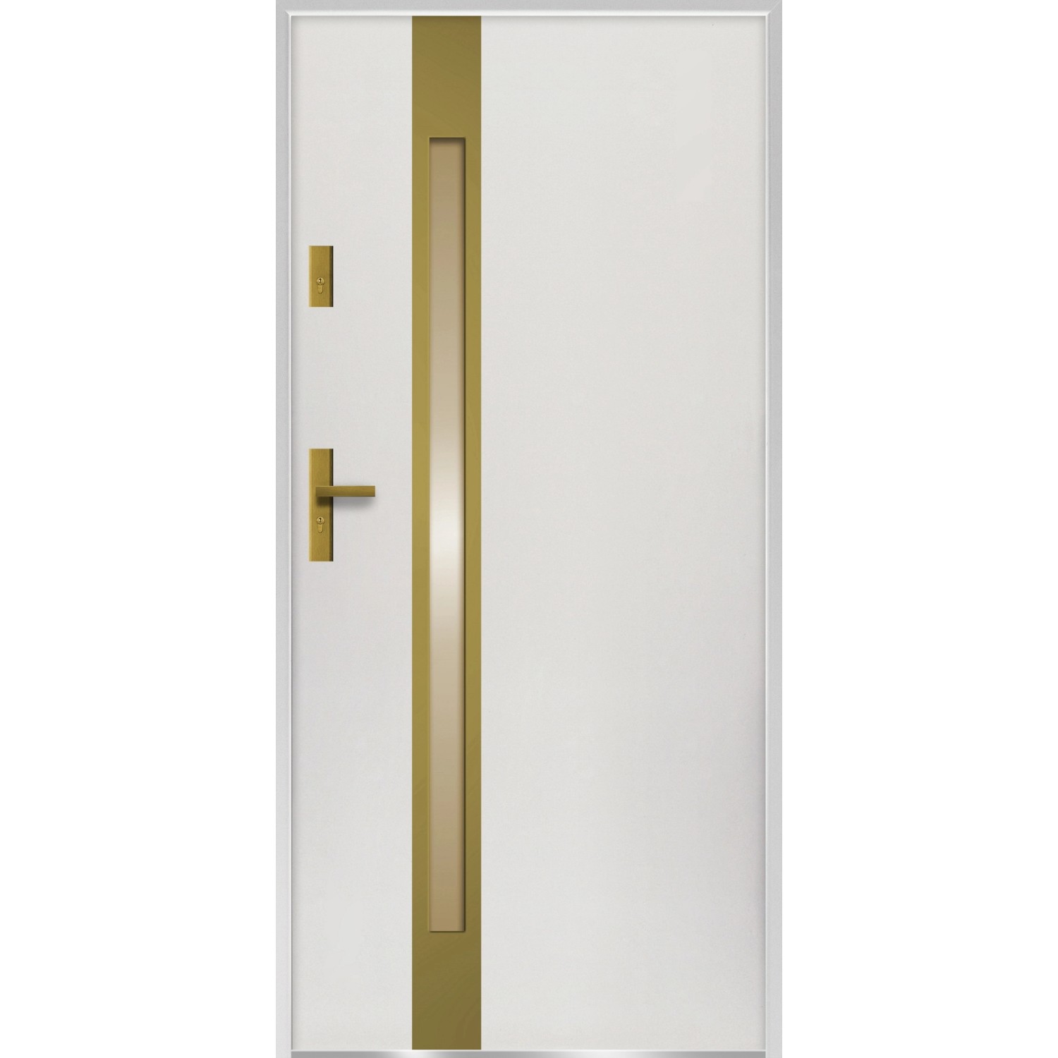 O.K. DOORS Ocelové vchodové dveře TEMIDAS INOX GOLD P55 bílé 90 P