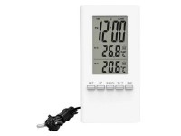 SOLIGHT Teploměr s drátovým čidlem TE09, velký LCD displej, datum, čas, bílá
