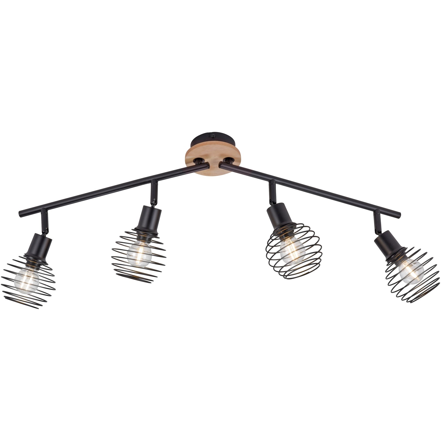 Just Light. Bodové stropní svítidlo Eugen, 4xE14, kov/dřevo, 24 x 87 x 92 cm