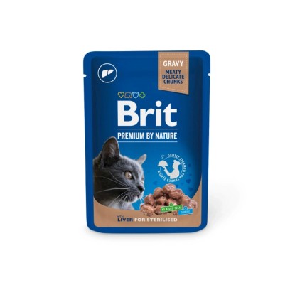 Brit Kapsička pro kočky Premium Cat Pouches Liver for Sterilized 100 g