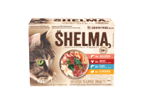 Shelma Bezobilné kapsičky pro kočky maso a ryby 12 x 85 g